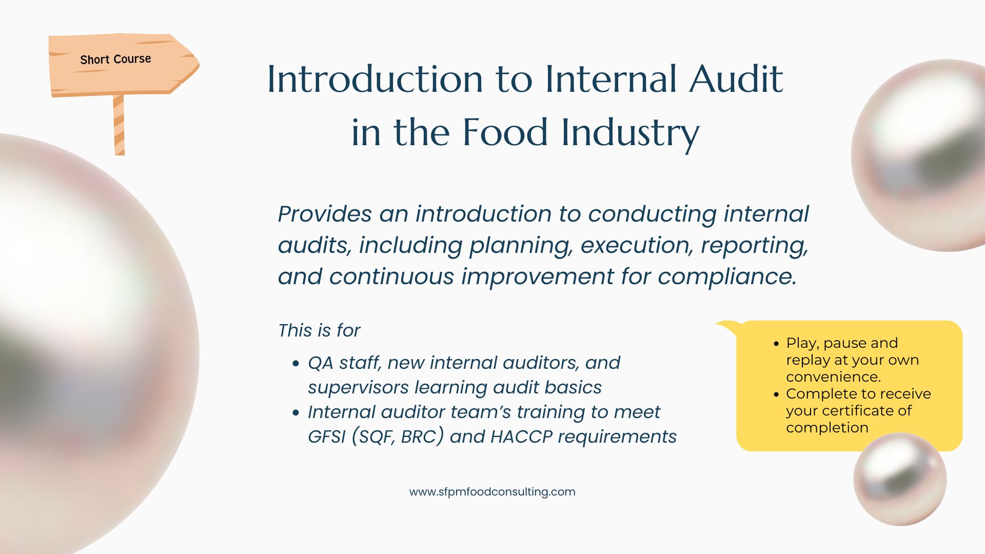 Introduction to Internal Audit in the Food Industry